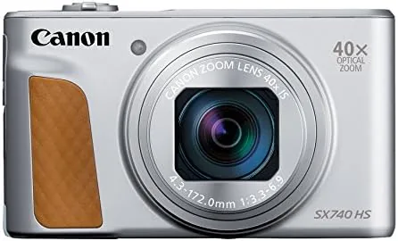 Close up of the lens barrel extended on the Canon SX740 HS