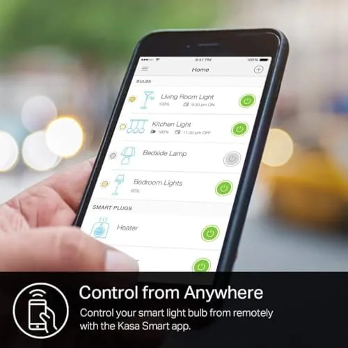 The Kasa KL110 in a bedroom lamp being controlled by voice assistant