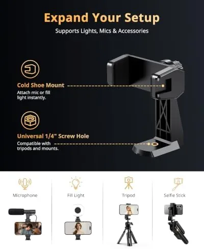 Another view of the UBeesize 12" Ring Light with 62" Tripod Stand, Phone Holder