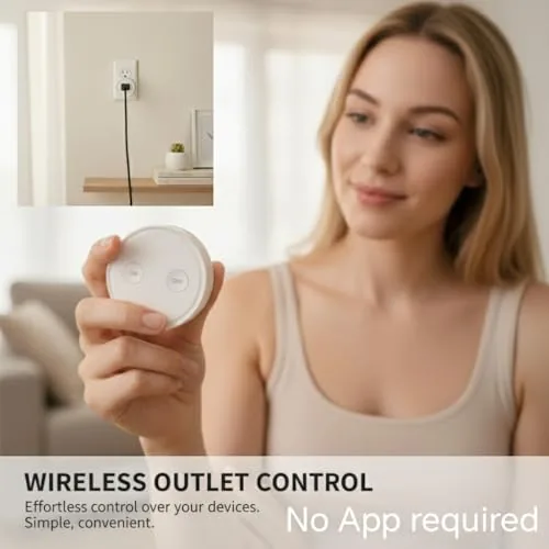 Detail shot of the LoraTap Mini Remote Control Outlet Plug Adapter, 656ft Range Wireless features