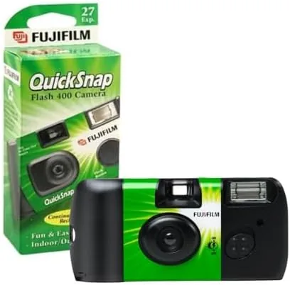 The Fujifilm QuickSnap Flash 400 One Time Use 35mm Camera with compared in context