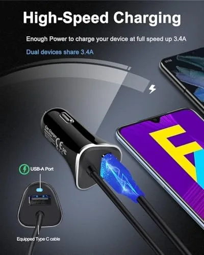 Close look at the USB-C Car Charger, 3.4A USB Type C Car Charger Adapter build quality