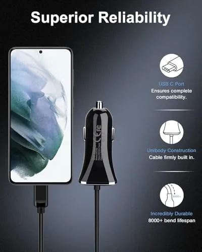Another view of the USB-C Car Charger, 3.4A USB Type C Car Charger Adapter