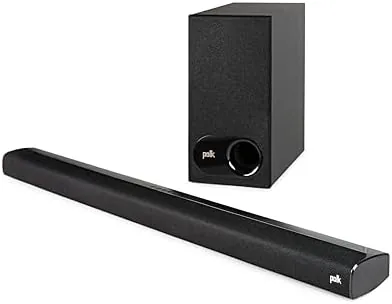 Polk Audio Signa S2 sound bar mounted beneath a smart TV