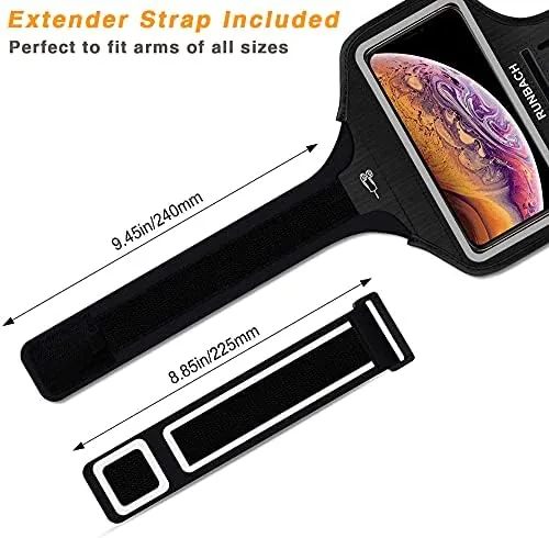 Close up of the armband strap closure and adjustable sizing