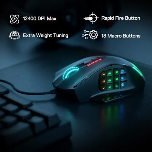 Close up of the twelve button thumb grid on the M908