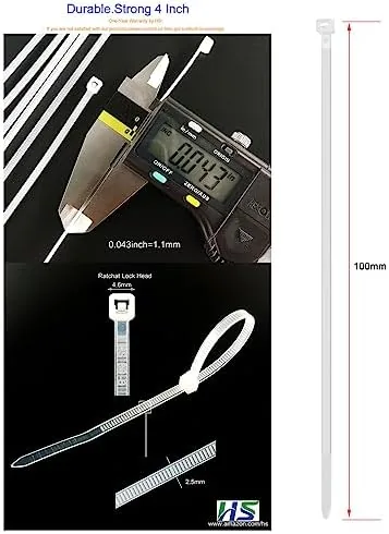 Close look at the HS 1000 Pack Mini Zip Ties Clear Plastic Ties 4 build quality