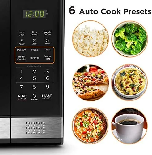 Control panel and push-button door of the BLACK+DECKER microwave