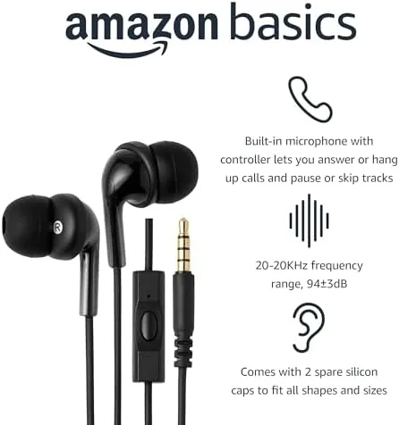 Close look at the Amazon Basics Wired Earbuds with Microphone, In-Ear Headphones, 3.5mm Jack build quality