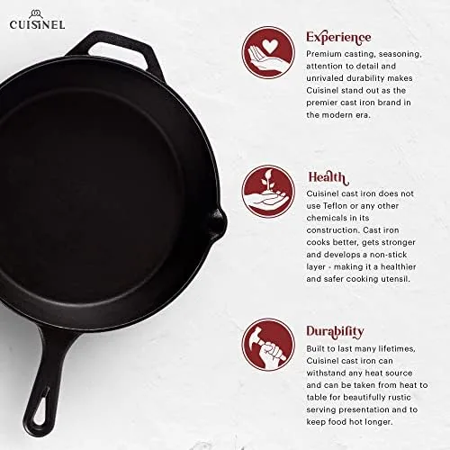 Silicone handle holder and helper handle on the Cuisinel cast iron skillet