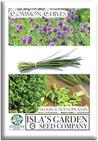 Common Chives Seeds for Planting, 1000+ Heirloom Seeds Per Packet, (Isla's Garden Seeds), Non Review: Tested and Rated