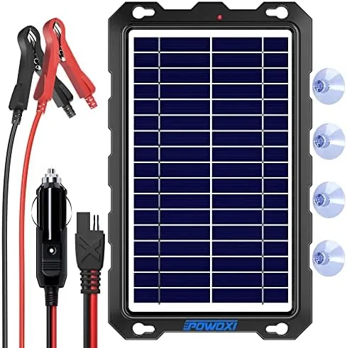Overview of the POWOXI 7.5W 12V Solar Battery Charger Trickle Maintainer Kit for