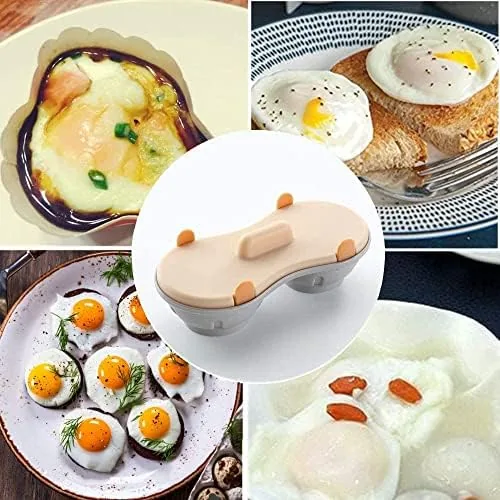 Raw egg cracked into the microwave egg poacher cup