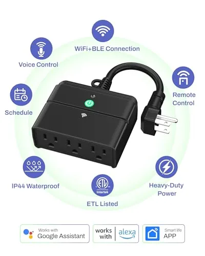 Close look at the BN-LINK Outdoor Smart Wi-Fi Plug,Heavy Duty 3 Grounded Outlet Timer,2.4GHz build quality