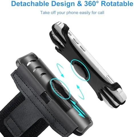 Close up of the detachable pouch and the 360 degree rotation mount
