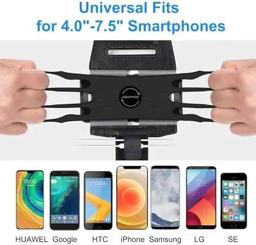 The armband holding a large smartphone in landscape orientation