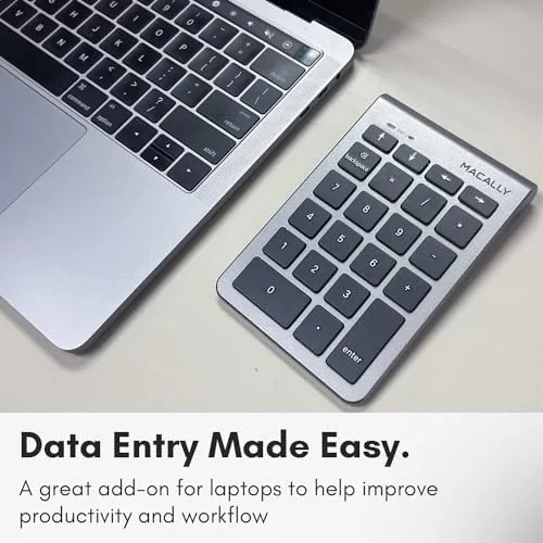 The Macally Bluetooth Number Pad for Laptop - Wireless Numeric Keypad in real use