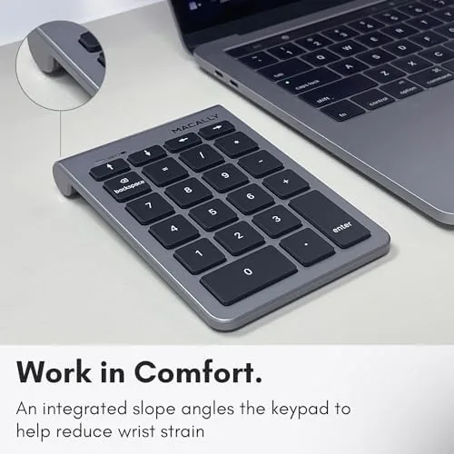 Another view of the Macally Bluetooth Number Pad for Laptop - Wireless Numeric Keypad