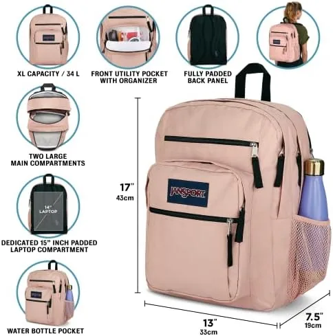 JanSport backpack packed with laptop, notebooks, and a light jacket