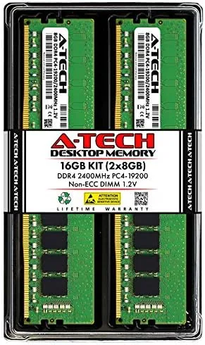 Two A-Tech 8GB DDR4 modules with black heat spreaders