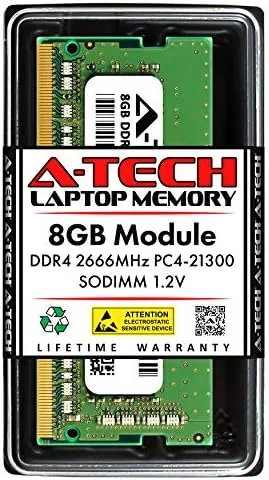 The A-Tech 8GB DDR4 SODIMM memory stick on a desk