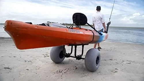 Cart wheels close up showing the wide profile on a sandy surface