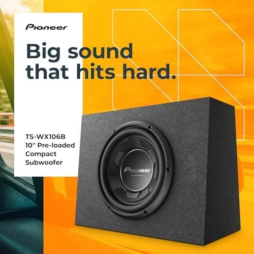 Close look at the PIONEER TS-WX106B Pre-Loaded 10" Subwoofer with Enclosure 1100W Max | build quality