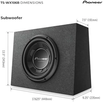 Another view of the PIONEER TS-WX106B Pre-Loaded 10" Subwoofer with Enclosure 1100W Max |