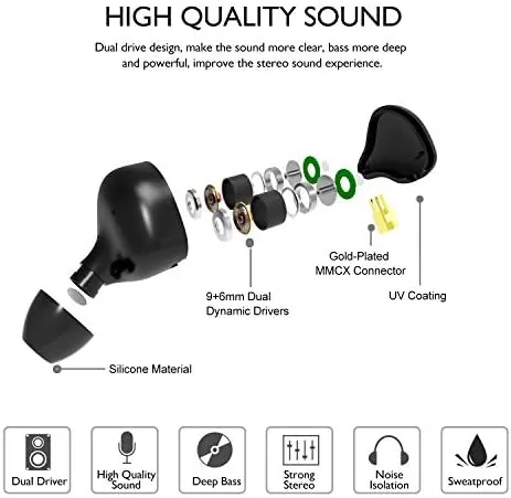 Another view of the Dual Dynamic Driver IEM Earphones, HiFi Stereo In Ear Monitor