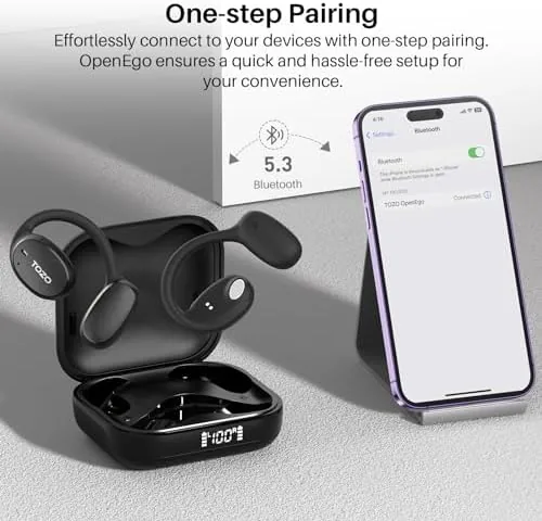 The TOZO OpenEgo Open Ear Earbuds 80H Bluetooth 5.3 Headphones Sport in real use