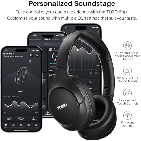 The TOZO Hybrid Active Noise Cancelling Headphones, Hi Res Audio | compared in context