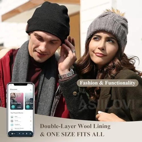 Close look at the Bluetooth Beanie, Double-Layer Wool Lining Bluetooth Hat Beanie for Men/Women/Teens/Family build quality