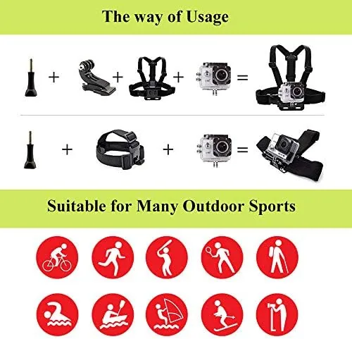 Testing the Action Camera Accessories Head Strap Mount Chest Harness | Compatible over two weeks