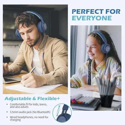 Close look at the Wired Headphones with Mic for School Kids Boys Girls Teen build quality