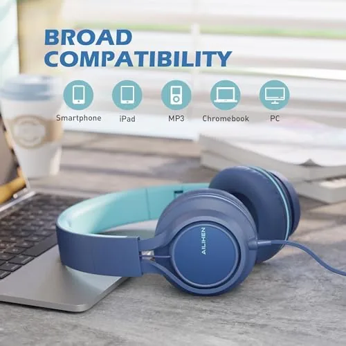Another view of the Wired Headphones with Mic for School Kids Boys Girls Teen