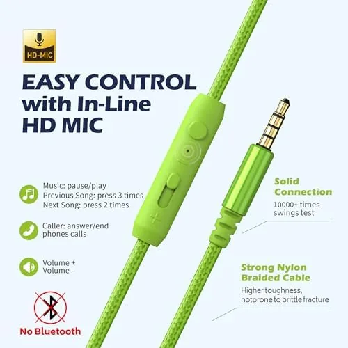 Another view of the Wired Headphones with Mic for School Kids Boys Girls Teen