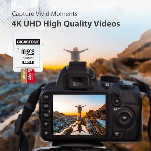 The 【5-Years Data Recovery】 GIGASTONE 256GB Micro SD Card, 4K Camera in real use