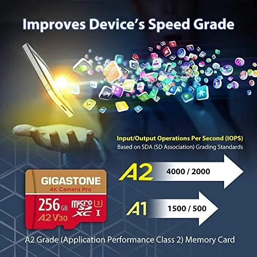 Another view of the 【5-Years Data Recovery】 GIGASTONE 256GB Micro SD Card, 4K Camera