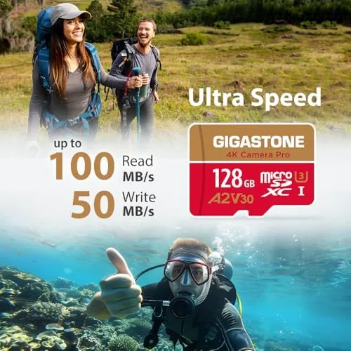 Close look at the 【5-Years Data Recovery】 GIGASTONE 128GB Micro SD Card, 4K Video build quality