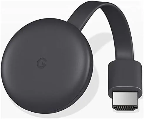 The Google Chromecast 3rd generation plugged into the HDMI port of a television