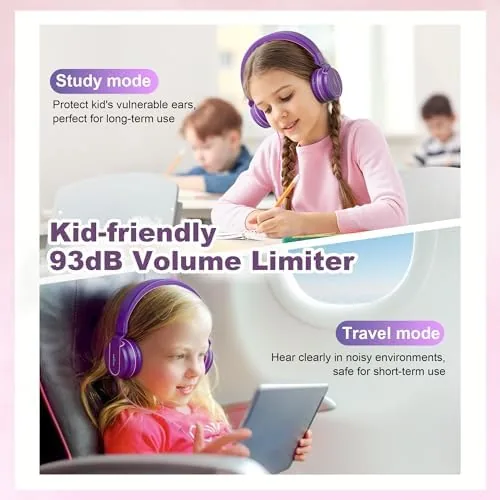 Close-up of the ear cushion and folding hinge on the kids headphones