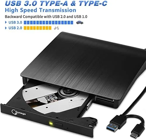 The USB-C drive next to a USB-A external drive for comparison