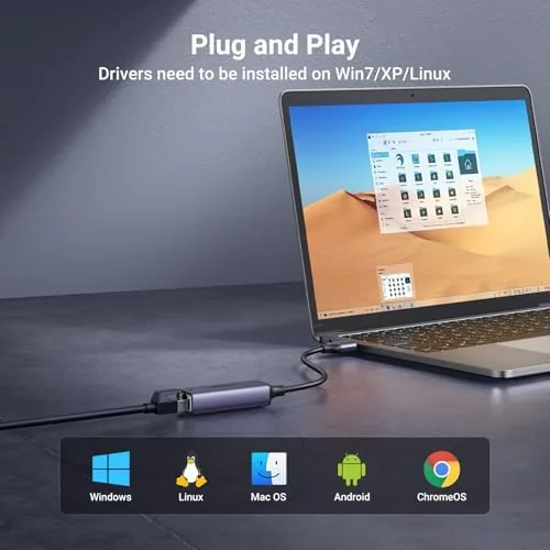 The UGREEN USB to Ethernet Adapter, Plug and Play 1Gbps Aluminium in real use