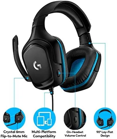 The Logitech G432 headset being worn while using a computer