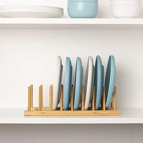 The HBlife bamboo rack next to a metal over-sink dish rack for comparison