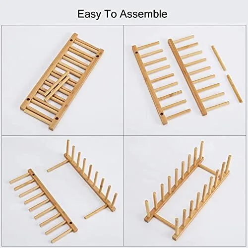 A tidy cabinet shelf using the HBlife bamboo rack for dishes and lids