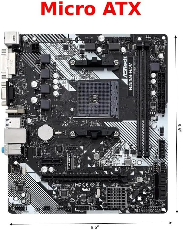Close up of the AM4 socket and the VRM heatsink on the B450 board