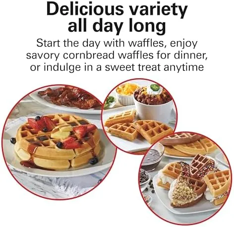 The five-position browning dial and indicator lights on the waffle maker