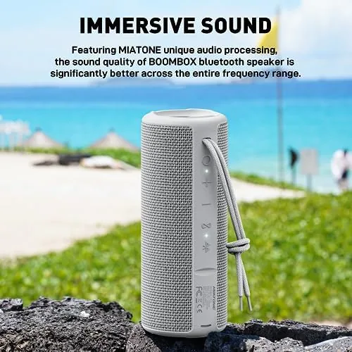 Close look at the MIATONE Boombox Portable Bluetooth Speaker Wireless Outdoor Waterproof Speaker - Grey build quality