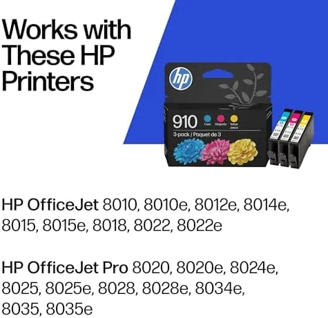 Close-up of one HP 910 cartridge being inserted into a printer tray